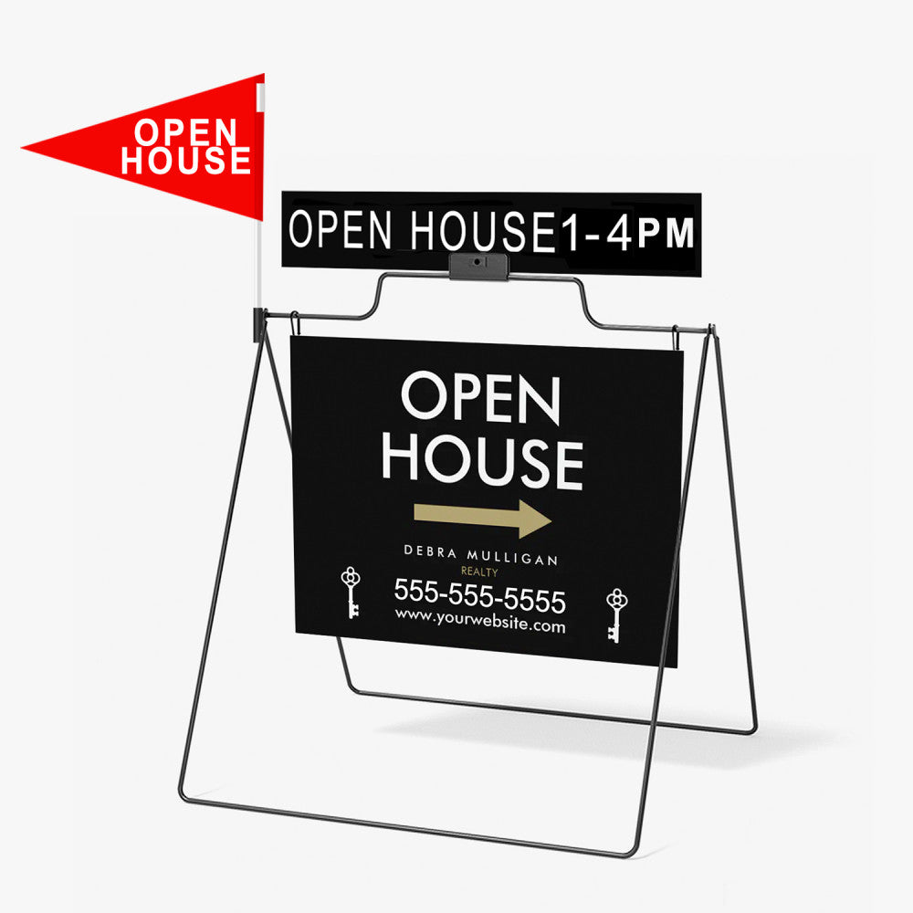 Real Estate Sign (18" x 24") with Wire Frame and Rider Sign and Pennant Flag