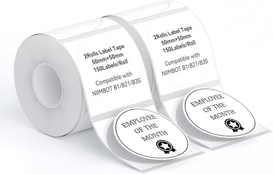 Labels 100 - Black and White Custom Printed - 2" Round